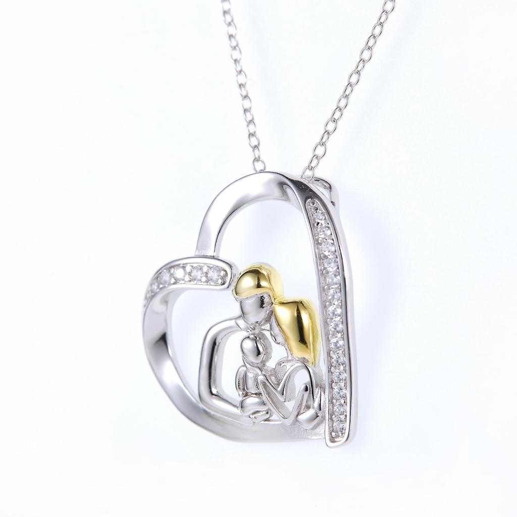 Exquisite Halskette mit Anhänger, Schmuck "Umarmung von Mutter und Kind", Accessoires für Frauen zum Muttertag