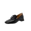Square head versatile light mouth single shoes women's spring and autumn new thick heel leather fashion commuter small leather shoes women
