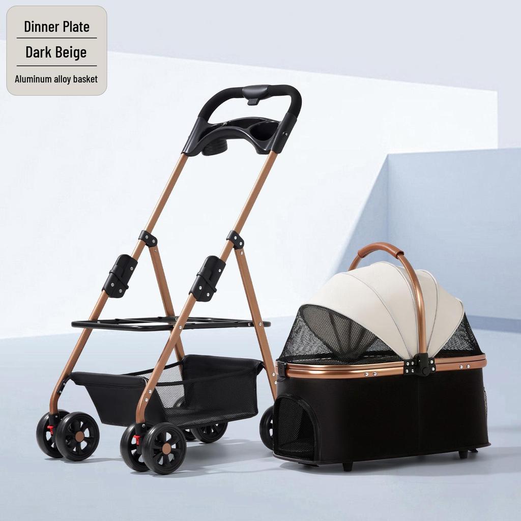 Lightweight and Foldable Pet Stroller for Small Dogs, Cats, and Teddy Bears, Ideal for Outdoor Travel