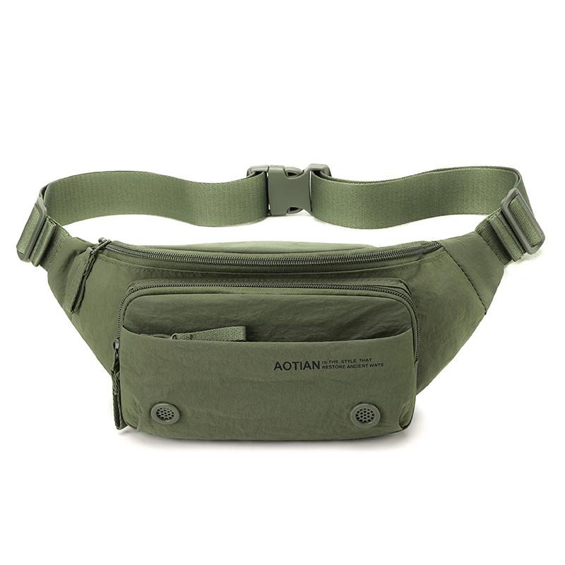 Sac banane homme multi-compartiments Sac de poitrine léger Sac bandoulière couleur unie