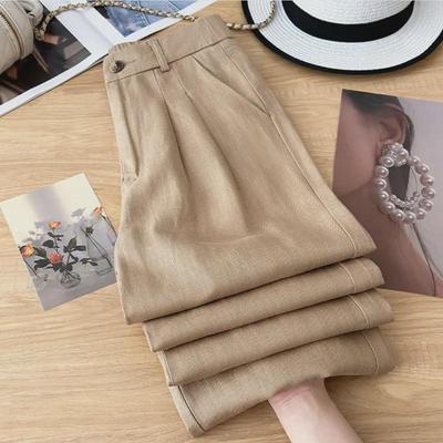 Women's High-Waist Tencel Linen Wide-Leg Pants - Summer 2024