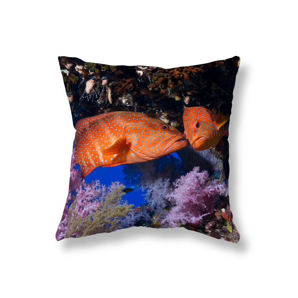 Coral Fish Marine Life Pillowcase Sofa Decoration Office Gaming Chair Cushion Cover Room Bedside Home Decor Pillowcase 45x45cm