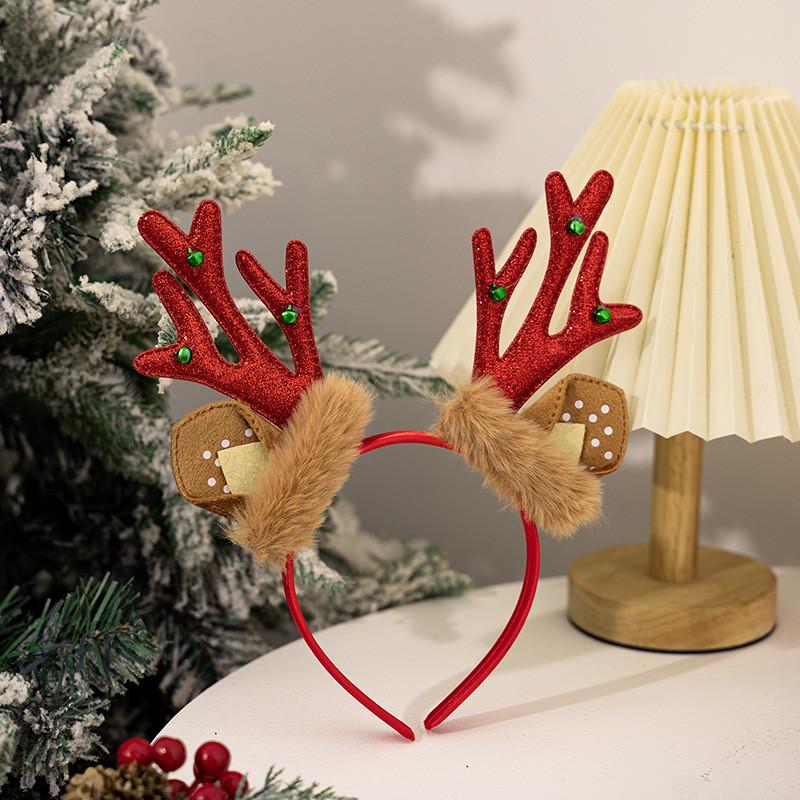 Whimsical Antler Christmas Headband With Cozy Plush Ears For Outfits Festive