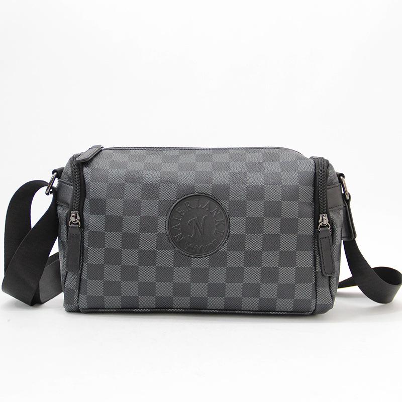 Men's Plaid Crossbody Shoulder Bag - Casual Korean Style Messenger Bag