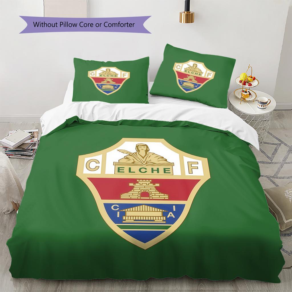 Elche Club de Fútbol Pattern Bedding Quilt Set Home Decoration Gift (1 * duvet cover + 2 * pillowcase without core)