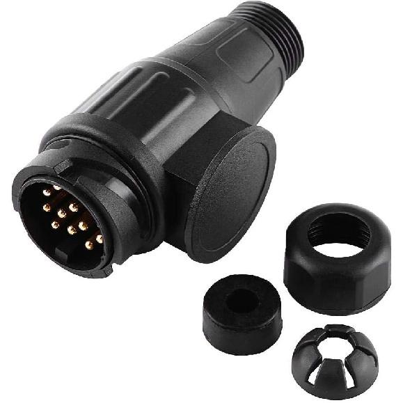 Anhängeradapter, 12V 13-poliger elektrischer Anhängerstecker, Kunststoff 13-poliger Verkabelungssteckverbinder-Adapter, Schwarz