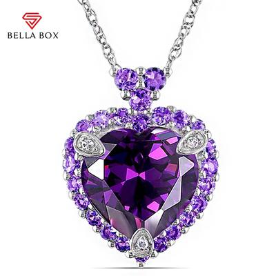 Luxury Heart Pendant Necklaces For Women Purple Fashion Wedding Engagement Jewelry