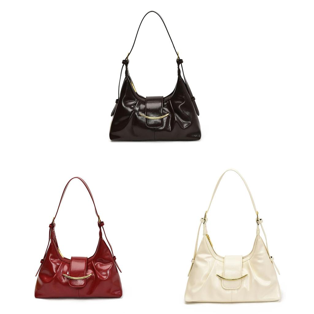 Pu Underarm Bag For Women With Zipper Closure And Interior Pouch For Daily Use