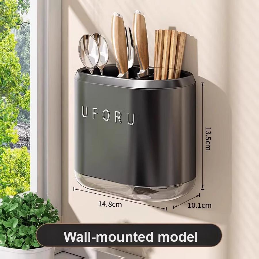Wall-mounted chopstick storage box, kitchen shelf, punch-free knife holder, integrated chopstick cage storage and hanging rack