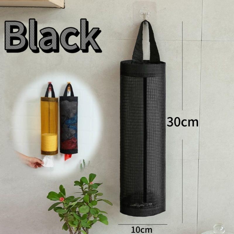 Wall-Mounted Trash Bag Organizer Box Kitchen Plastic Bag Collector No-Punching Shopping Storage Hanging Bags Polyester Fiber