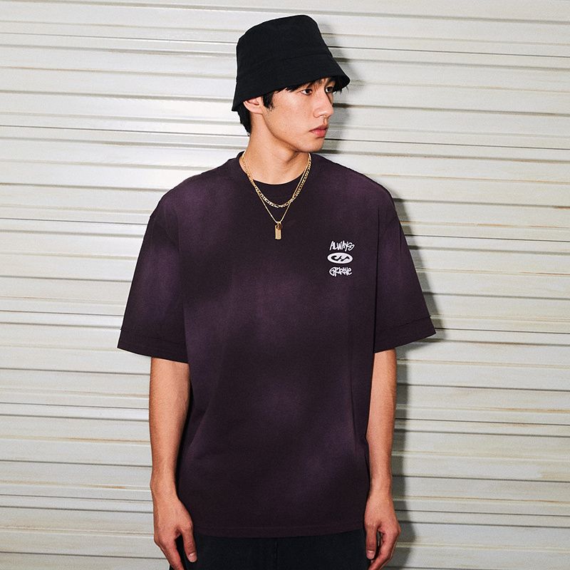 

HM Топ-футболка 2025 Лето Новая Мода Мужская Футболка Свободного Кроя с Принтом 1288832 Eggplant purple/Always Groove 165/84