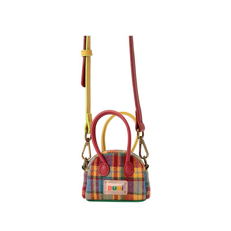 

Retro Puui Original Design Plaid Portable Messenger Bag Sunset Red Mud-Headset Bag
