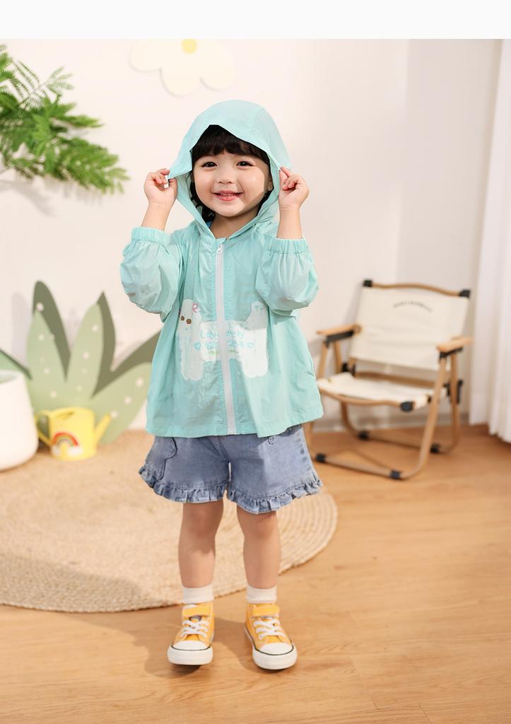 LUSON Children's Clothing Children's Summer Cartoon Hooded Sunscreen Jacket