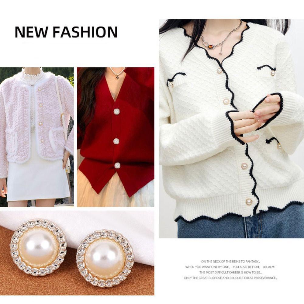 50PCS Shiny Clothing Button Vintage Sewing Button Overcoat Pearl Buttons  Clothing Sewing