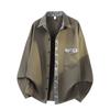 Chinese Style Color Block Loose Fit Long Sleeve Shirt For Men Autumn Casual