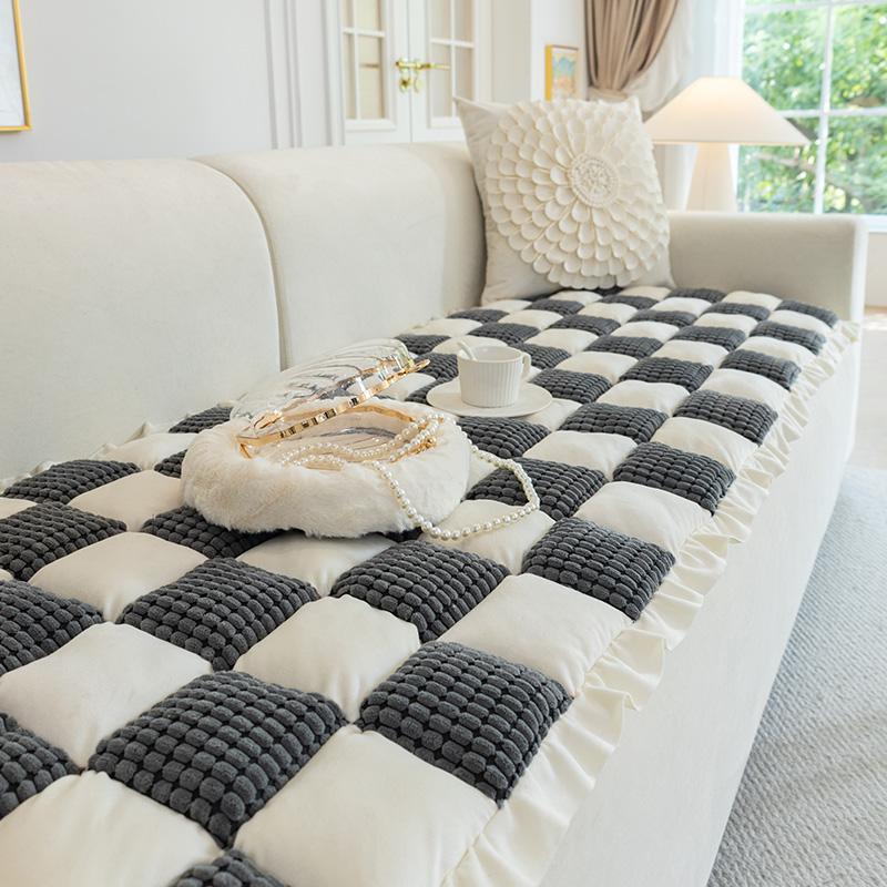 

Подушка для дивана, зимняя противоскользящая подушка для сиденья, новый утолщенный чехол для дивана, плюшевый чехол, тканевое полотенце, зима 45*45cm