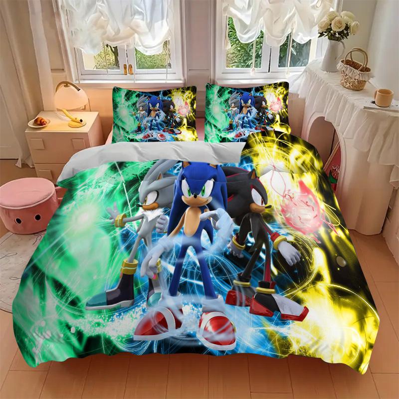Sonic Heroes Adventure Print 3Pcs Bedding Setduvet Cover With 2 Bedropillowcase Home Birthday Gift