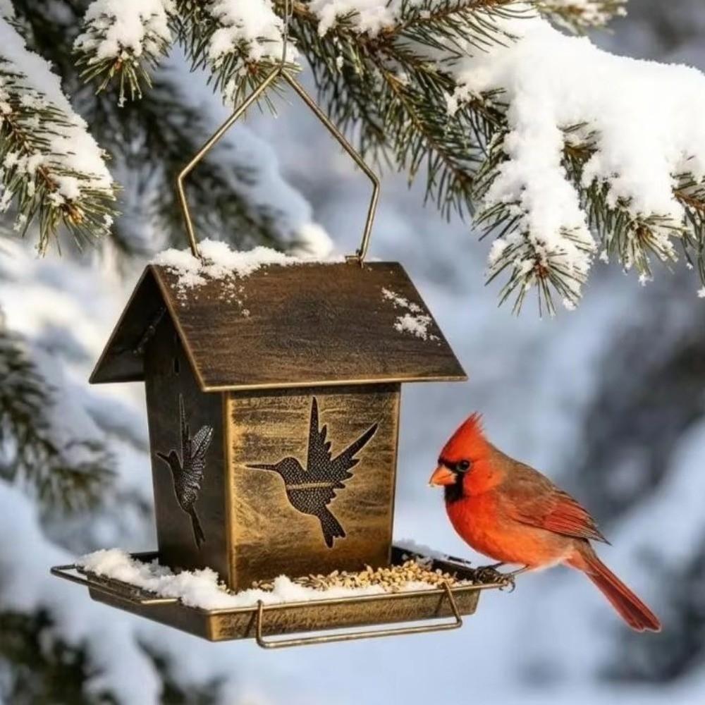 Large Capacity Hanging Metal Bird Feeder Windproof Wildlife Shelter Nature Lovers