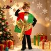 Creative Gift Box Design Outfit Christmas Costume for Kids, Santa Dress Up Children Holiday Theme Party, Soft Plush Performance Wear, Festival