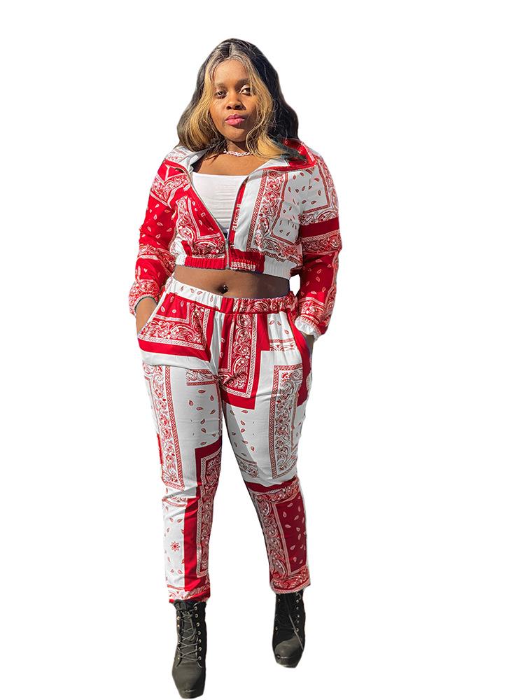 Women's Floral Print Pocket Loose Casual Two-Piece Suit