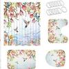 Floral & Bird Print Waterproof Mildew-Proof Shower Curtain for Bathing Areas