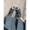 Genuine Leather~ Bow-tied Silver Shoes Sheepskin Mary Jane Single Shoes Women's Head Platform Small Leather Shoes Ballet Shoes Ladyshoes