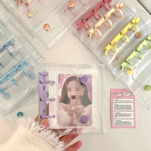 Wyazziv3 Contrast Card Case, Mini Binder Storage, Multifunctional Refills, Cute Design, Collection Organizer, Photo Storage Case (Light Green)