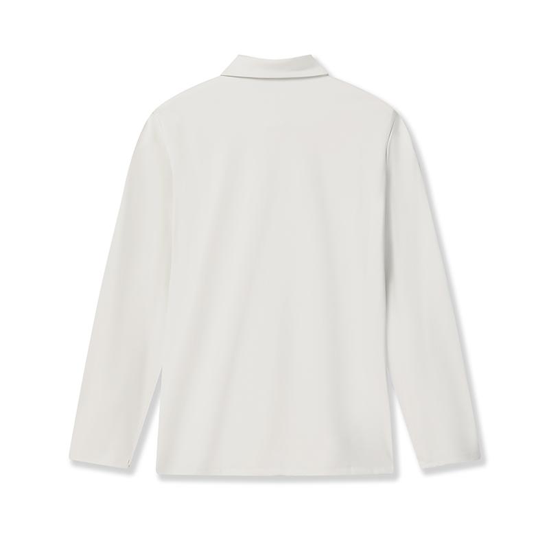 FILA White Fashion Simple Classic Basic Solid Color Casual Light Business Versatile Comfortable Long Sleeve Polo Shirt Men tops F11M613218FGY