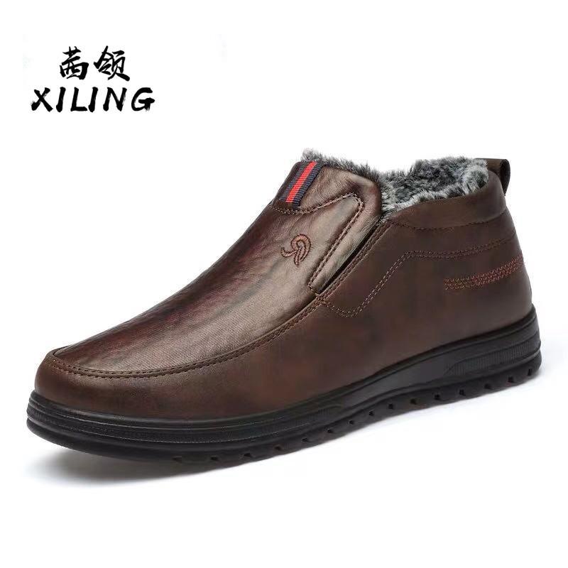 

Хлопковая обувь утеплена хлопком, зимним вельветом и утолщенной термокожей из ПУ, деловая кожа с мягкой подошвой, закрывающая ногу 44 коричневый