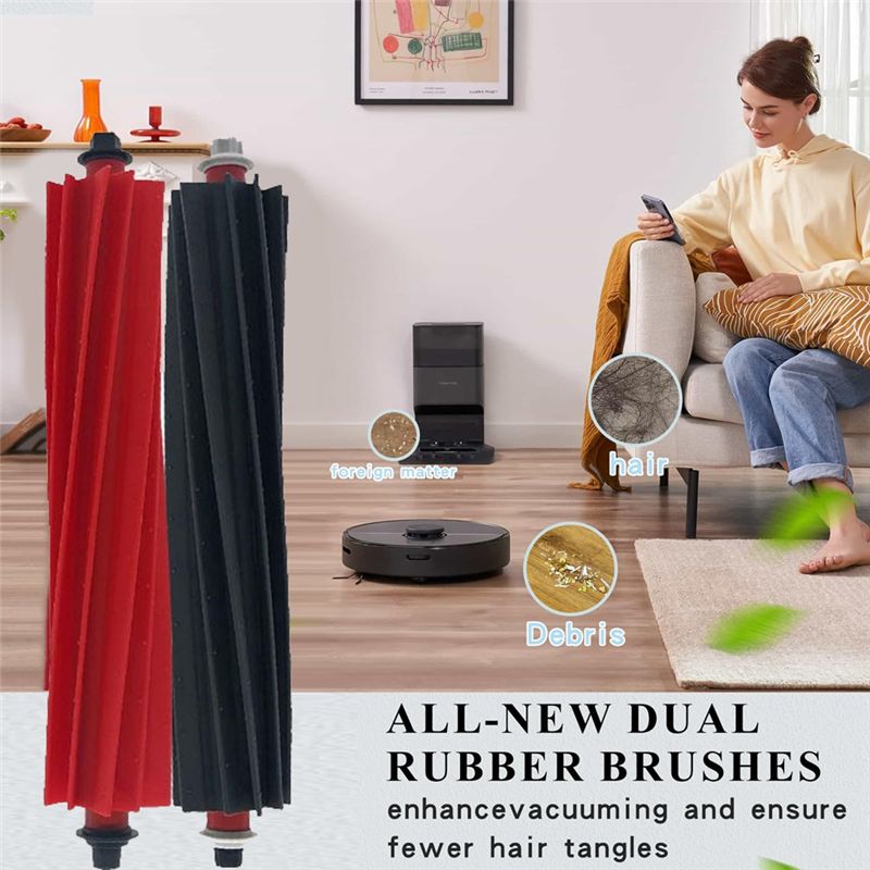 ABUL-Double Roller Brush For Roborock S8 Maxv Ultra G20s Robot Vacuum Replaceable Accessories Washable Main Brush
