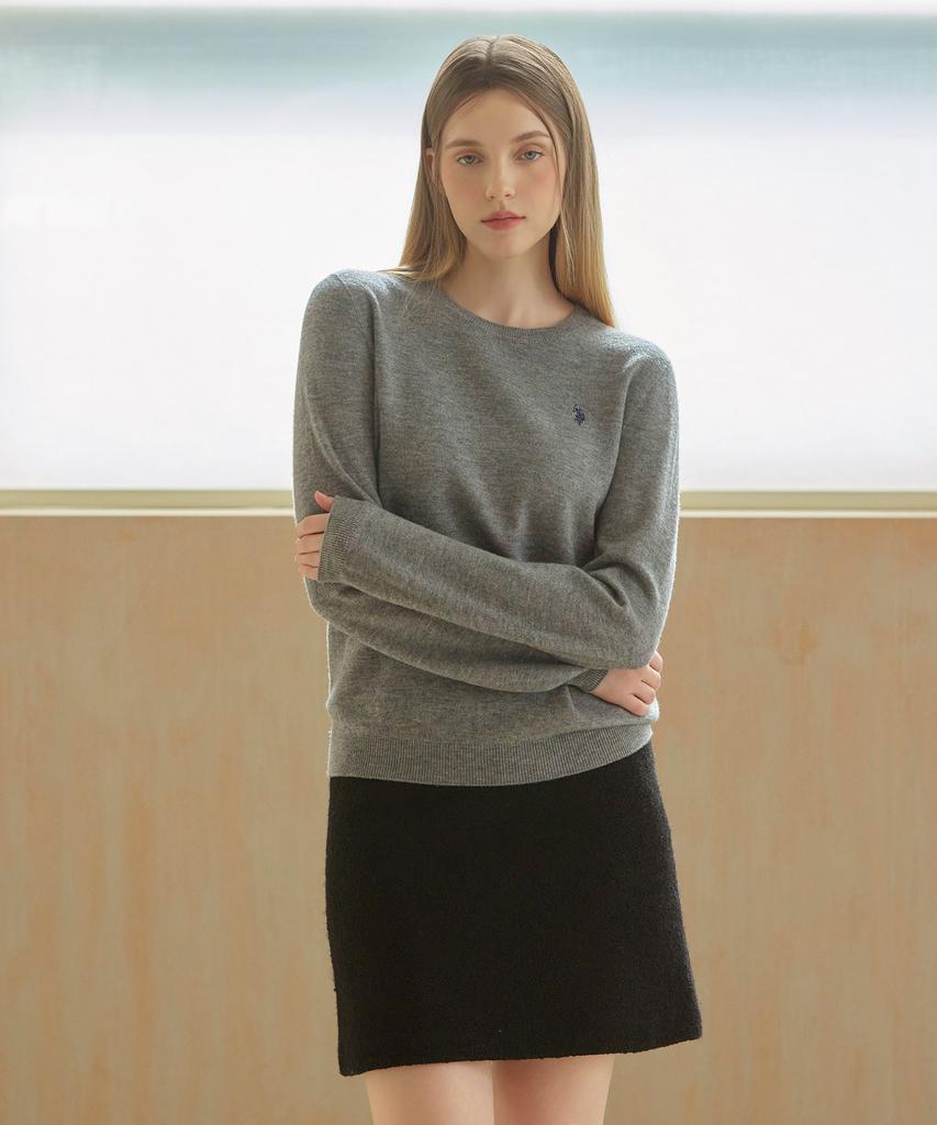 USPOLOASSN Merino Wool Round Knit_Melange Grey