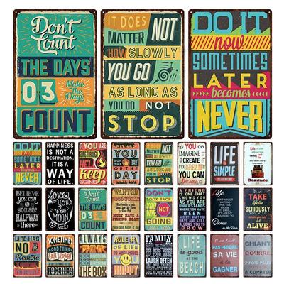 Vintage Metal Retro Wall Stickers Tin Plaque Tin Signs Life Is Simple Metal Painting Sign Poster Plate Painting Wall Decoration