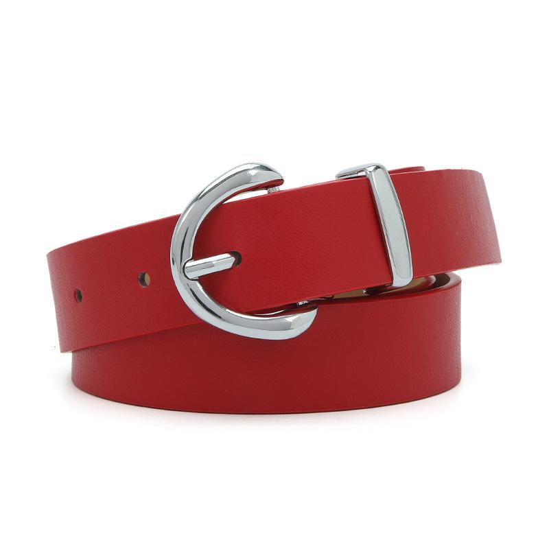 

Женский ремень из ПУ кожи с серебряной пряжкой: Мода в корейском и японском стиле для повседневных джинсов 104 cm x 2.7 cm красный