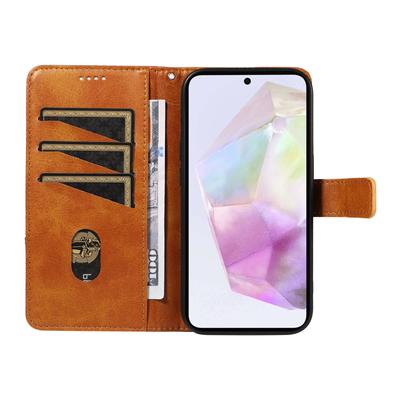 For Samsung Galaxy A35 5G Case Magnetic Clasp Leather Phone Cover Imprinted Geometric Line