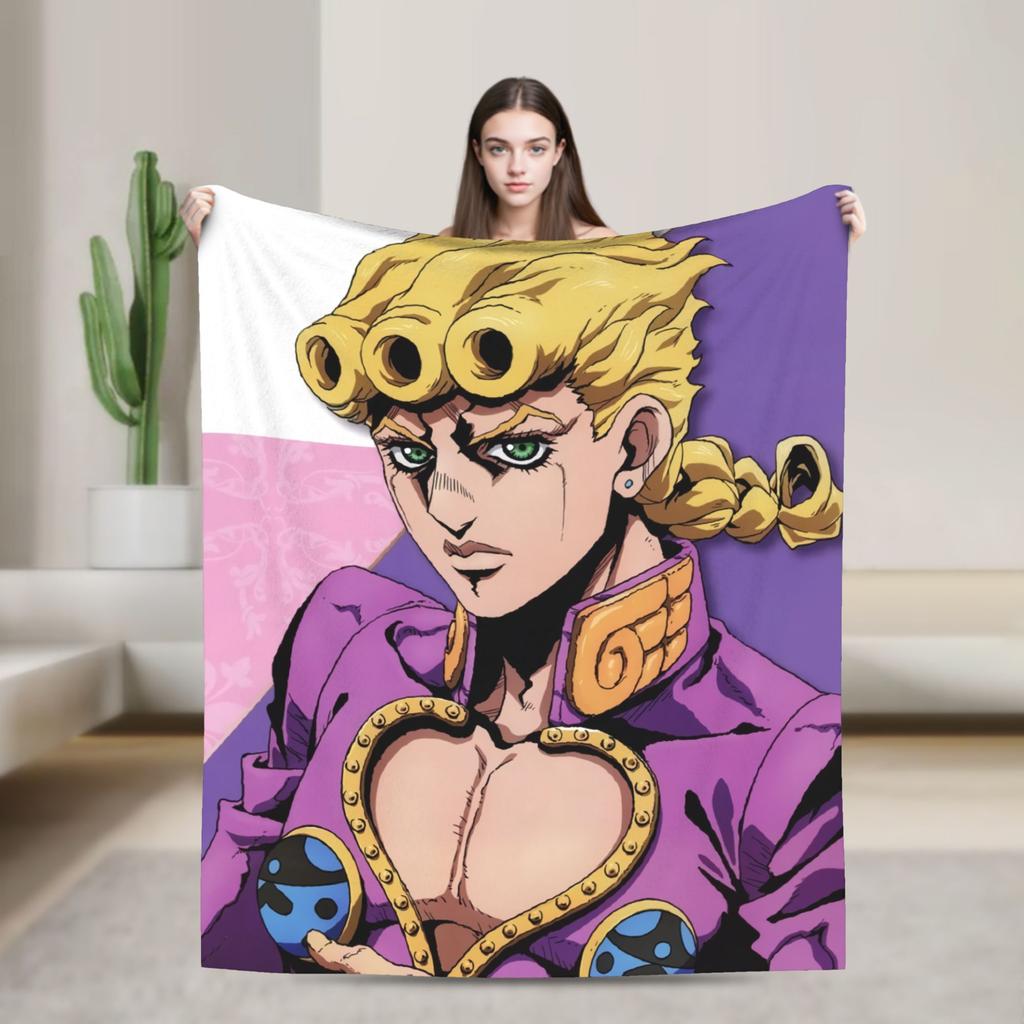 Bizarre Adventure Knitted Blanket Anime Flannel Throw Blanket Home Couch Decoration Soft Warm Bedspread