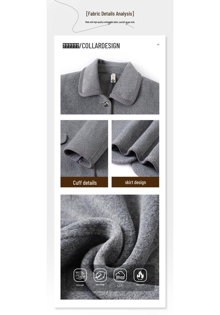 Mom's Elegant Double-Sided Wool Coat 2026: Stylish Short Spring/Autumn Jacket for Middle-Aged and Elderly Women