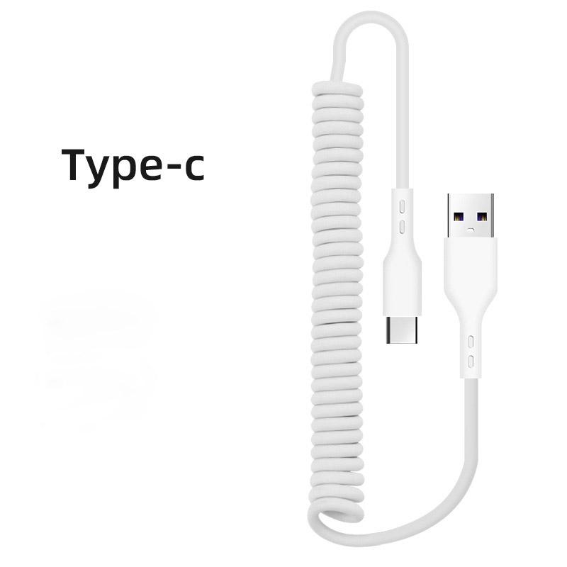 66W Super Fast Charging Car Spring Data Cable je vhodný pro Huawei xiaomi samsung IPhone Typec Android Extended Teleskopický nabíjecí kabel