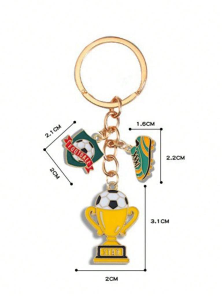 3pcs Football Keychains, Small Gift Keychains For Football Fans During World Cup Sports Events,