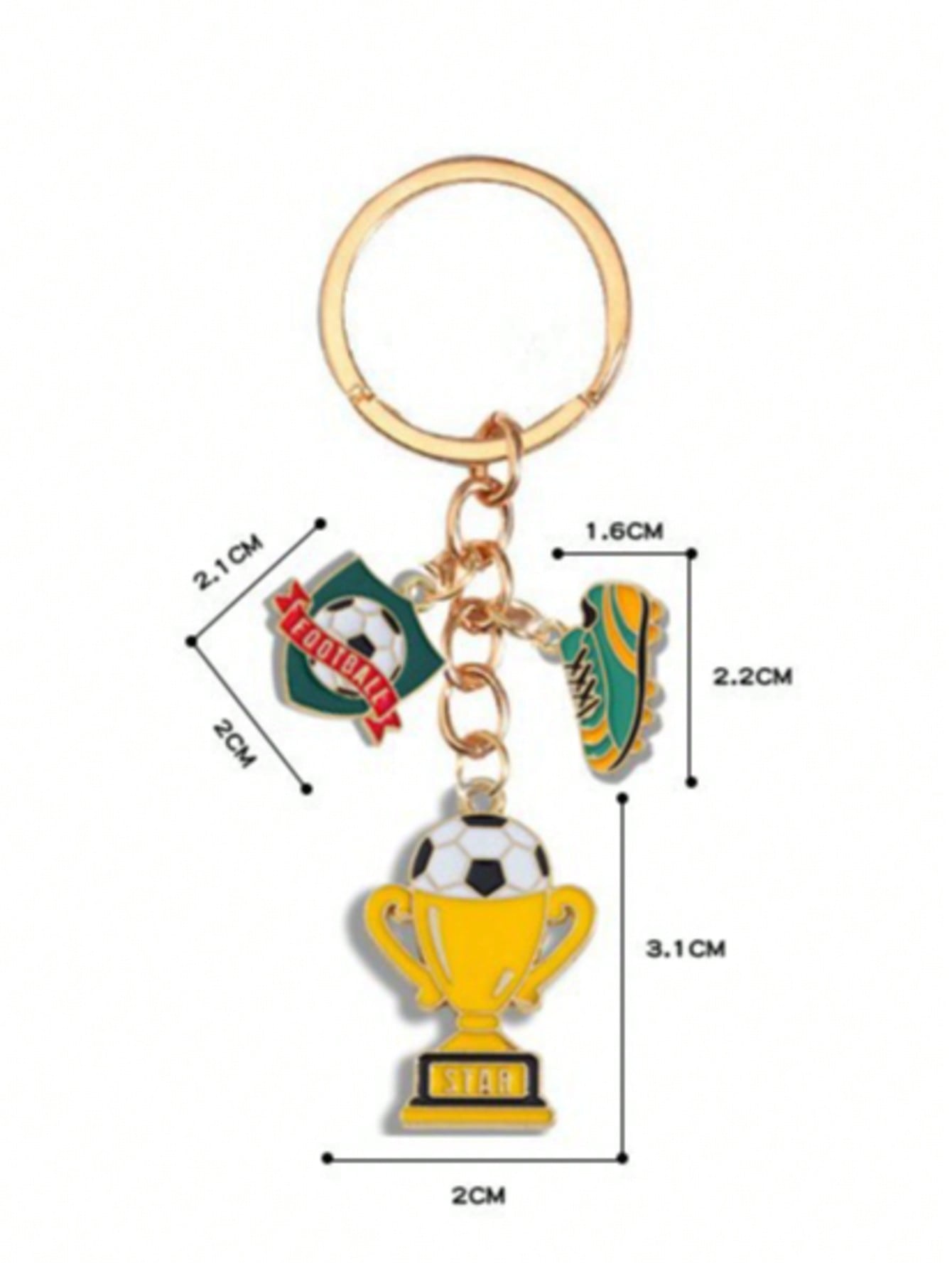 3pcs Football Keychains, Small Gift Keychains For Football Fans During World Cup Sports Events, жёлтый