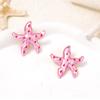 Colorful Drop Oil Simple Metal Geometric Starfish Earrings for Women Ocean Leisure Style Exquisite Earrings Jewelry Accessories