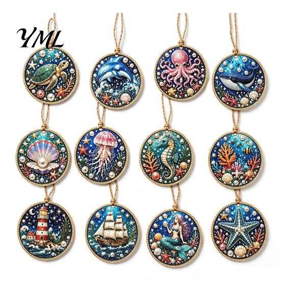 Decoración Artística de Pedrería para Adultos 12 Piezas Kit de Adorno de Pintura Navideña DIY, Juegos de Medias de Perlas Artificiales Decoración Colgante para Adultos, Corona de Árbol Festivo