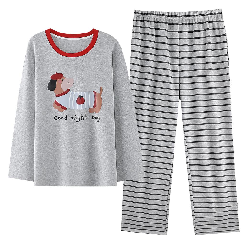 Pajamas Women's Spring, Autumn and Winter Pure Cotton Long-sleeved 1011 New Cute Student Large Size Can Be Worn Outside Loungewear Suit
