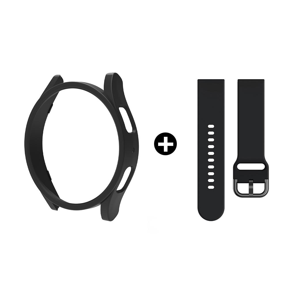 Strap+Case for Samsung Galaxy Watch 4/5/6/7 40mm 44mm PC Hollow Frosted Protector Bumper Cover Original Silicone Band