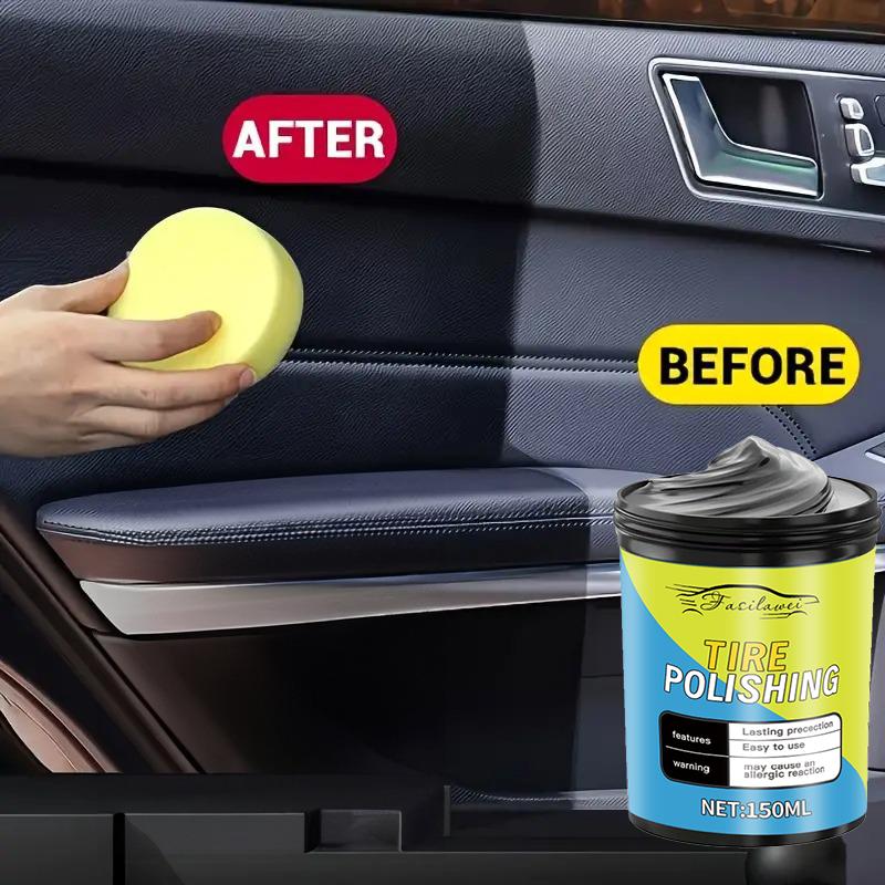 Car interior seat leather repair cream, car plastic repair agent, restores black shine - long-lasting car polish, suitable for d