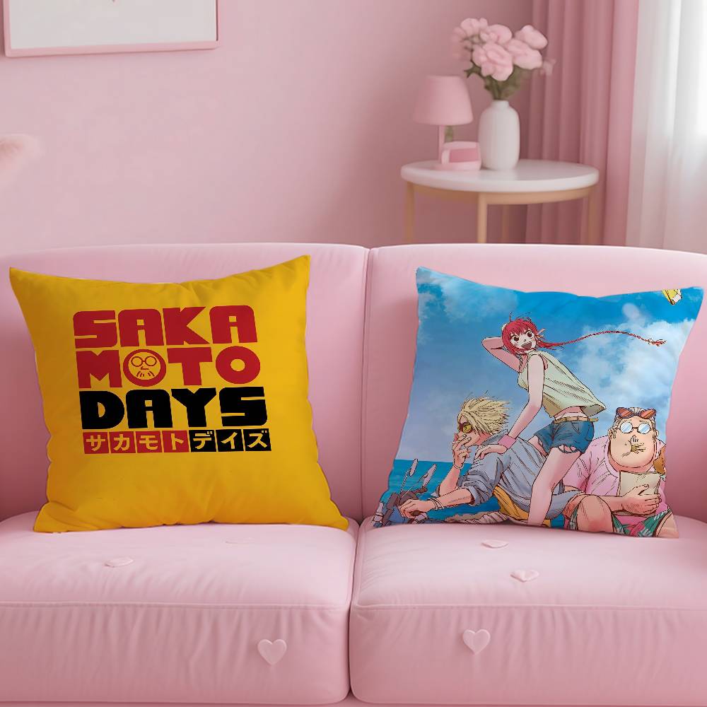 Classic Anime S-Sakamoto Days Pillow Case Anti-Dustmite Pillowcase Invisible Zipper Silky Short Plush Sofa Cushion Cover