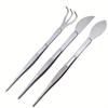1pc 2-in-1 Stainless Steel Root Rake with Bonsai Tweezers with Ergonomical Handle Soil Farming Tool for Succulents Crafting