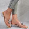 Fashion New Hot Women Fashion Slippers Shoes Woman Transparent Rhinestone with Medium Heel Slippers Open-Toe Female Plus Size 43 Shoes