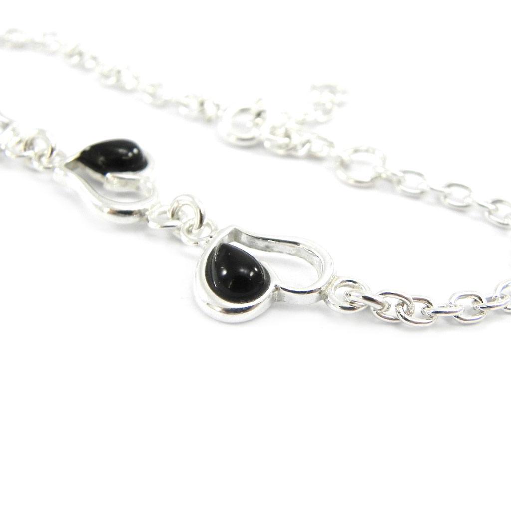 Les Trésors De Lily [I2619] - Silver 'Jet Black Goddess' Heart Bracelet - 10 Mm