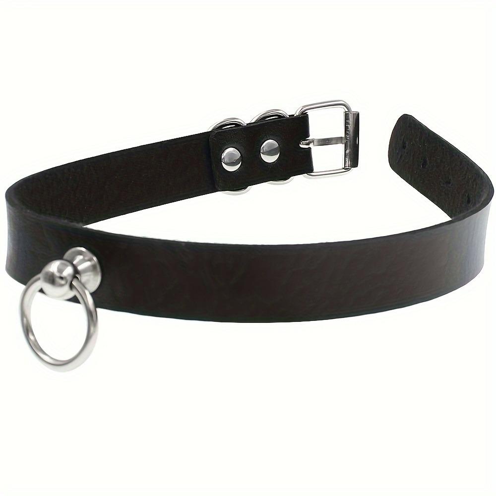 Gothic Punk Pu Leather Choker With O-Ring - Adjustable Collar Necklace For Women, Perfect For Halloween & Everyday Wear