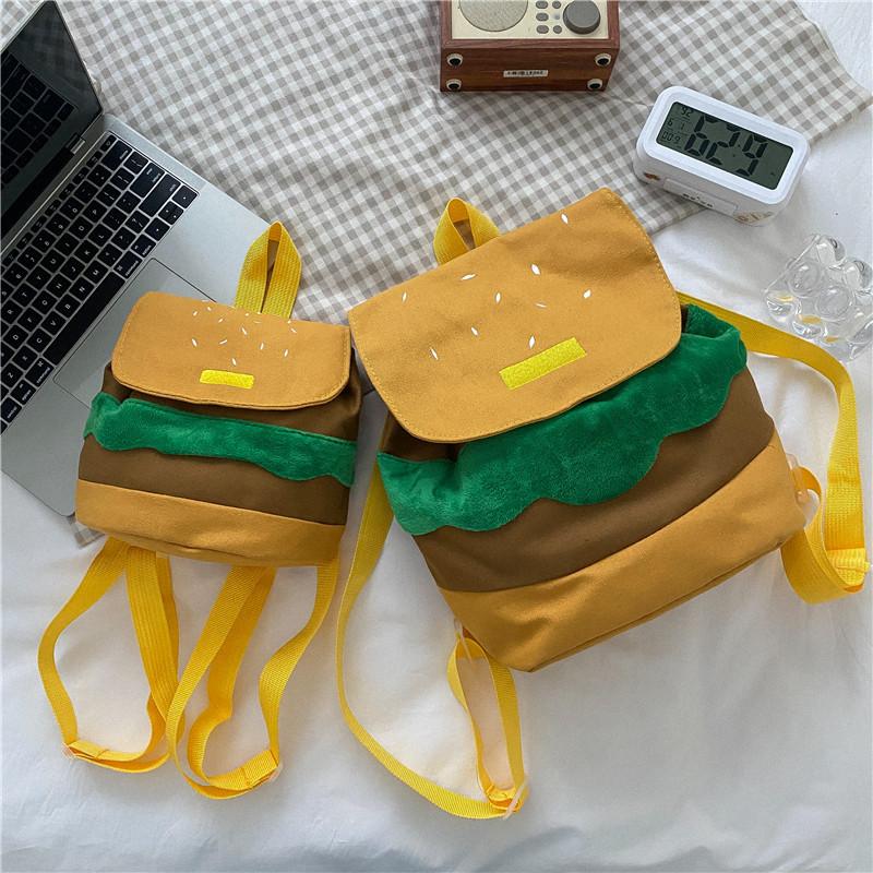 Adorable Plush Hamburger Backpack For Spring 2023 Trendy Casual Style With Large Capacity